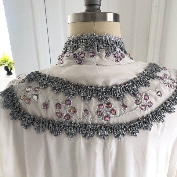 White chiffon long kaftan dress. - Picture 12 of 15